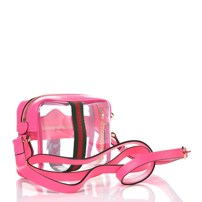 Gucci Vinyl Web Mini Ophidia Transparent Shoulder Bag Fluorescent Fuchsia 3 of 9