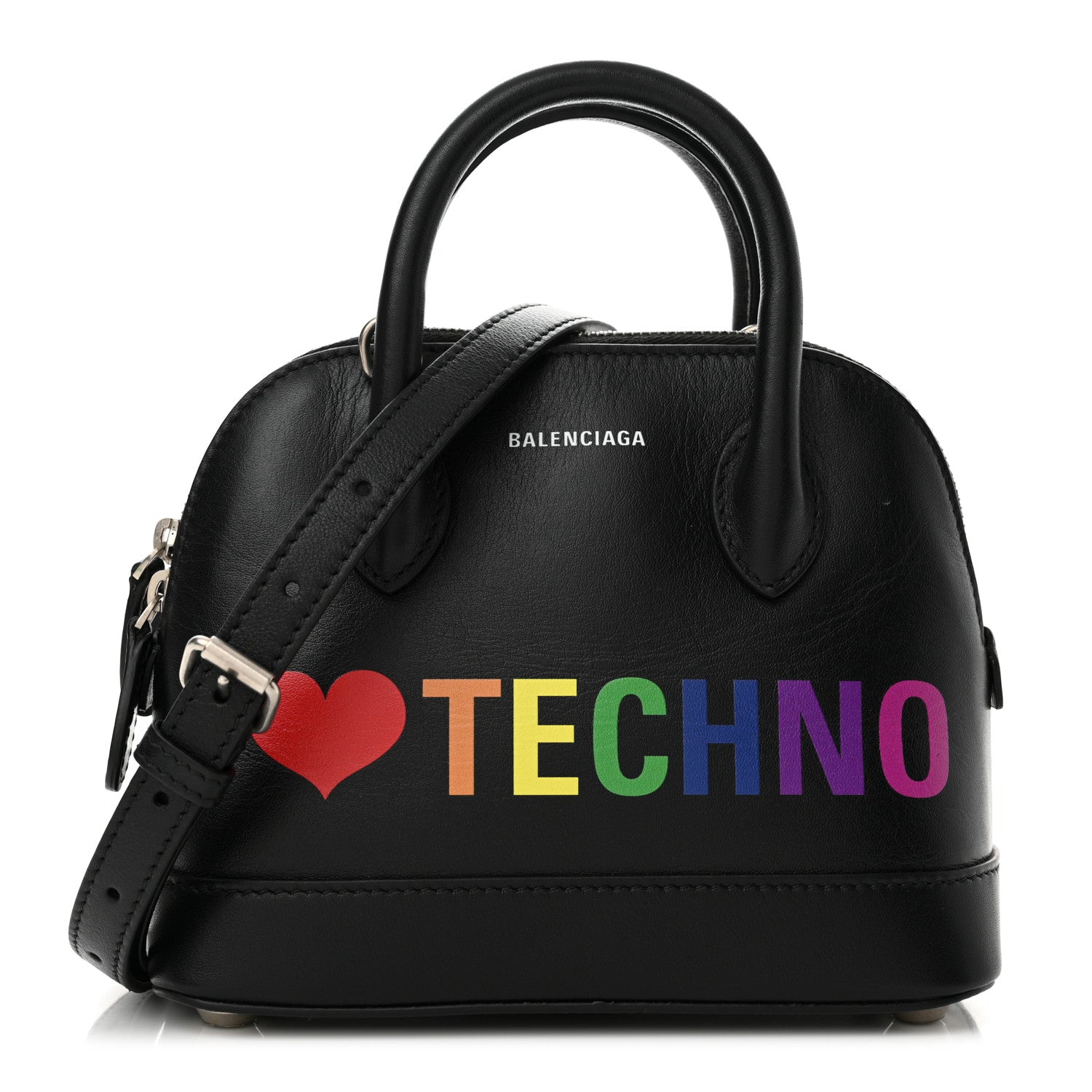 Balenciaga Calfskin I Love Techno XXS Ville Top Handle Bag Black Multicolor 1 of 16