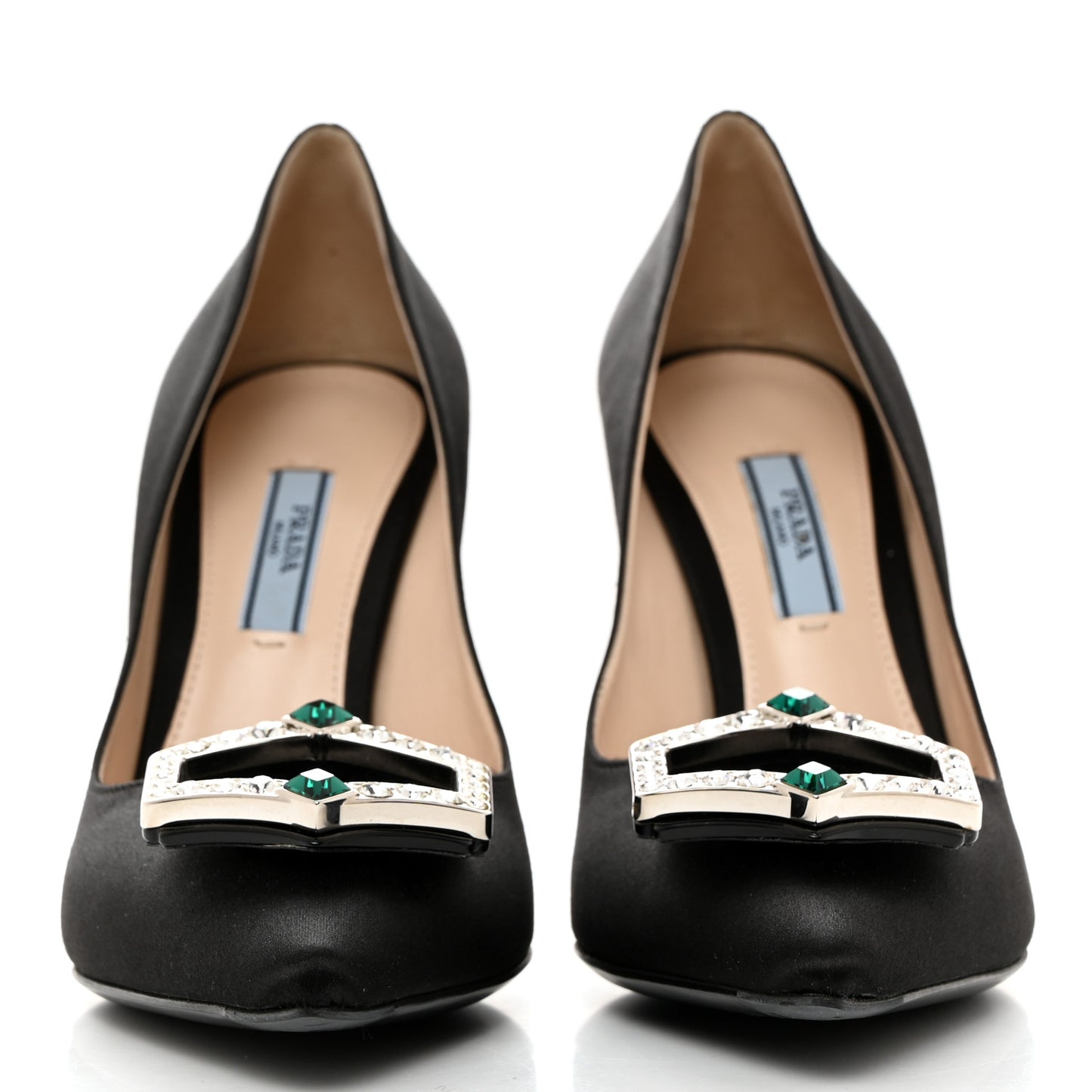 Satin Crystal Embellished Pumps 38 Black