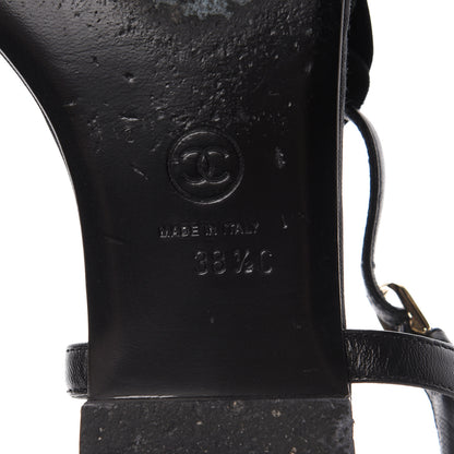 Chanel Lambskin Camellia Thong Sandals 38.5 Black 9 of 18