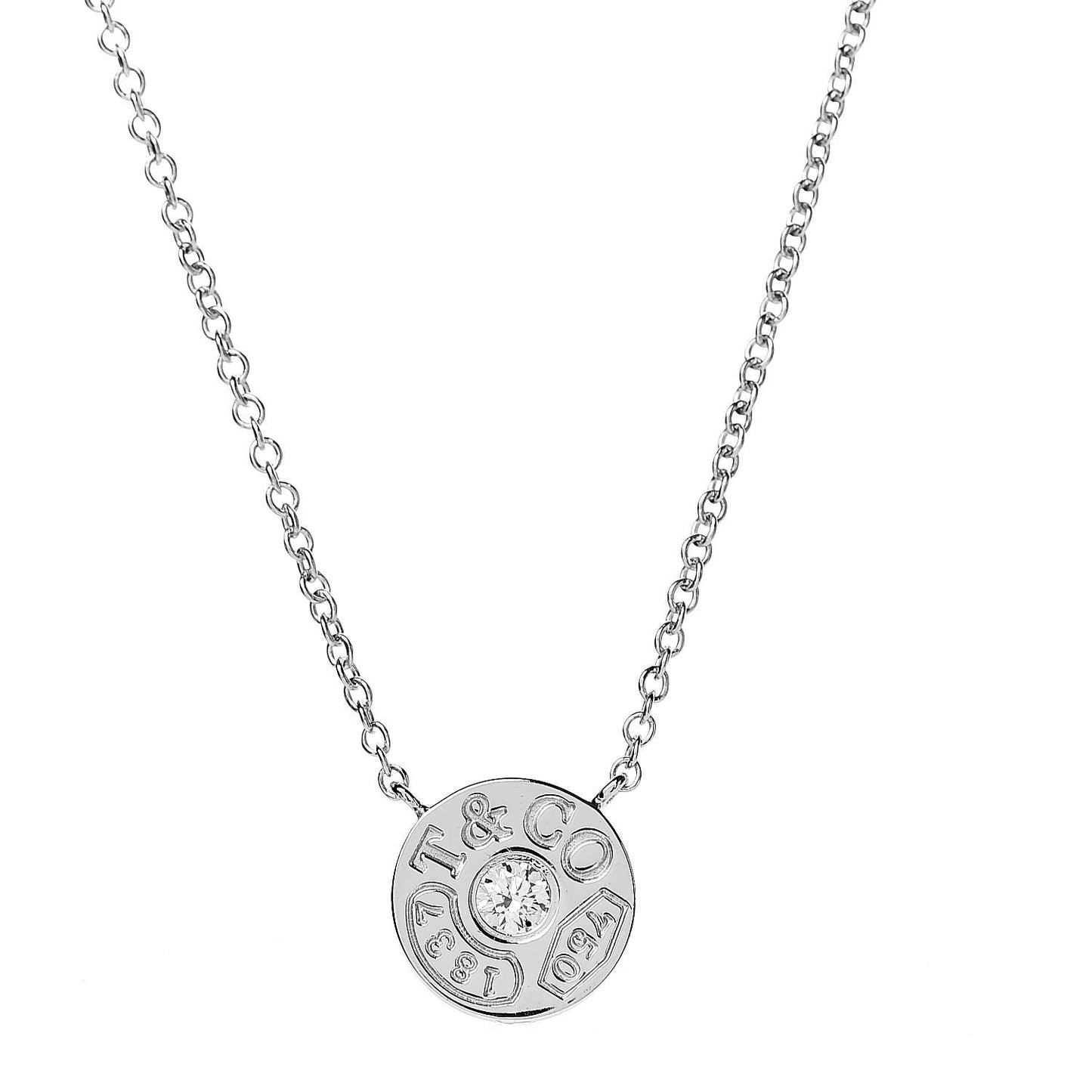 18K White Gold Diamond 1837 Circle Pendant Necklace
