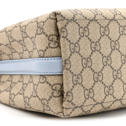 Gucci GG Supreme Monogram Emblem Small Shoulder Bag Beige Ebony Light Blue 9 of 9