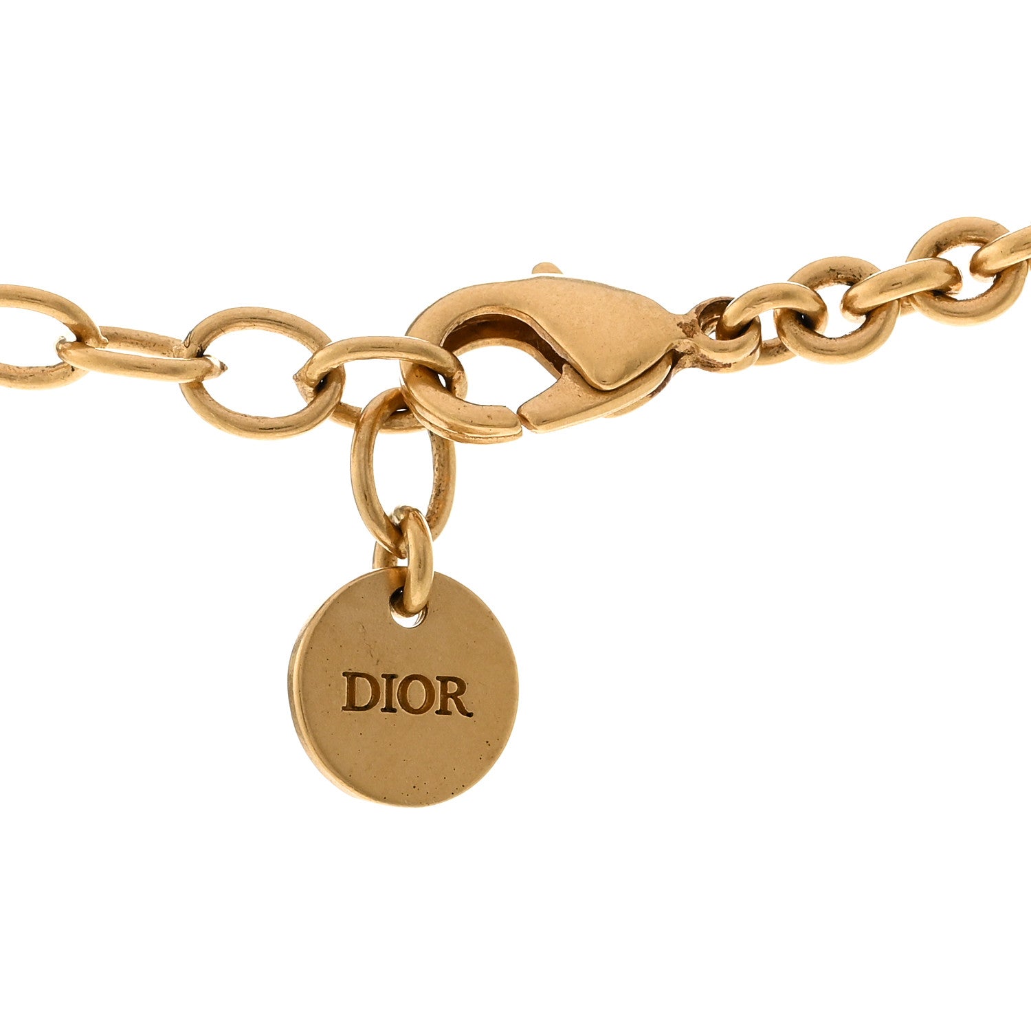 Christian Dior Metal Crystal Petite CD Choker Necklace Gold 5 of 5