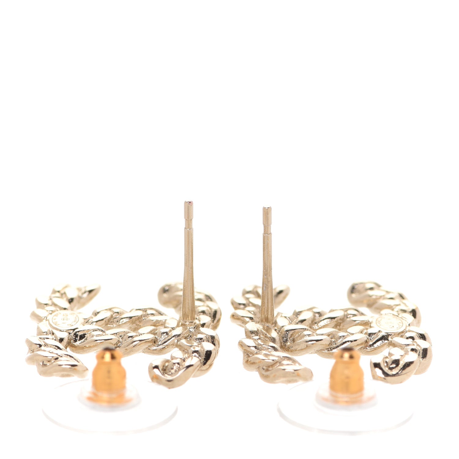 Chanel Crystal Chain Link CC Earrings Gold 3 of 5