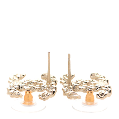 Chanel Crystal Chain Link CC Earrings Gold 3 of 5