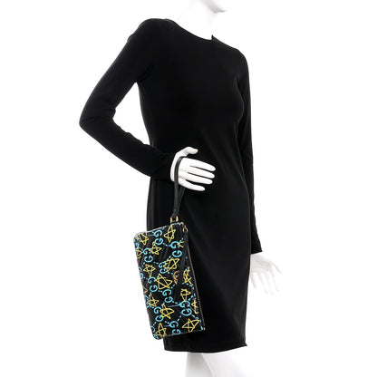 Gucci Calfskin Matelasse GucciGhost GG Marmont Clutch Black New Acquamarine 2 of 10