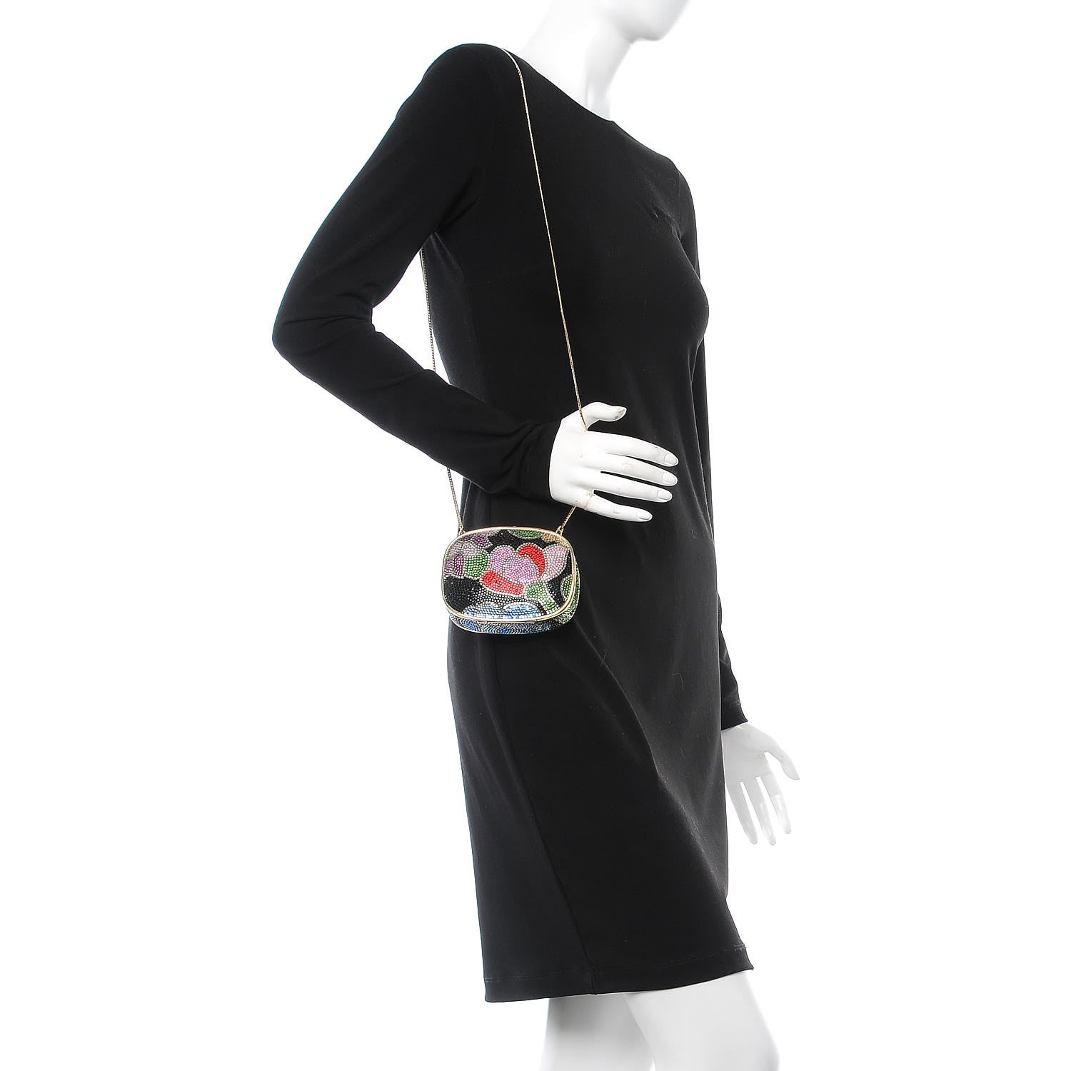 Judith Leiber Swarovski Crystal Floral Minaudiere Clutch Multicolor 2 of 8