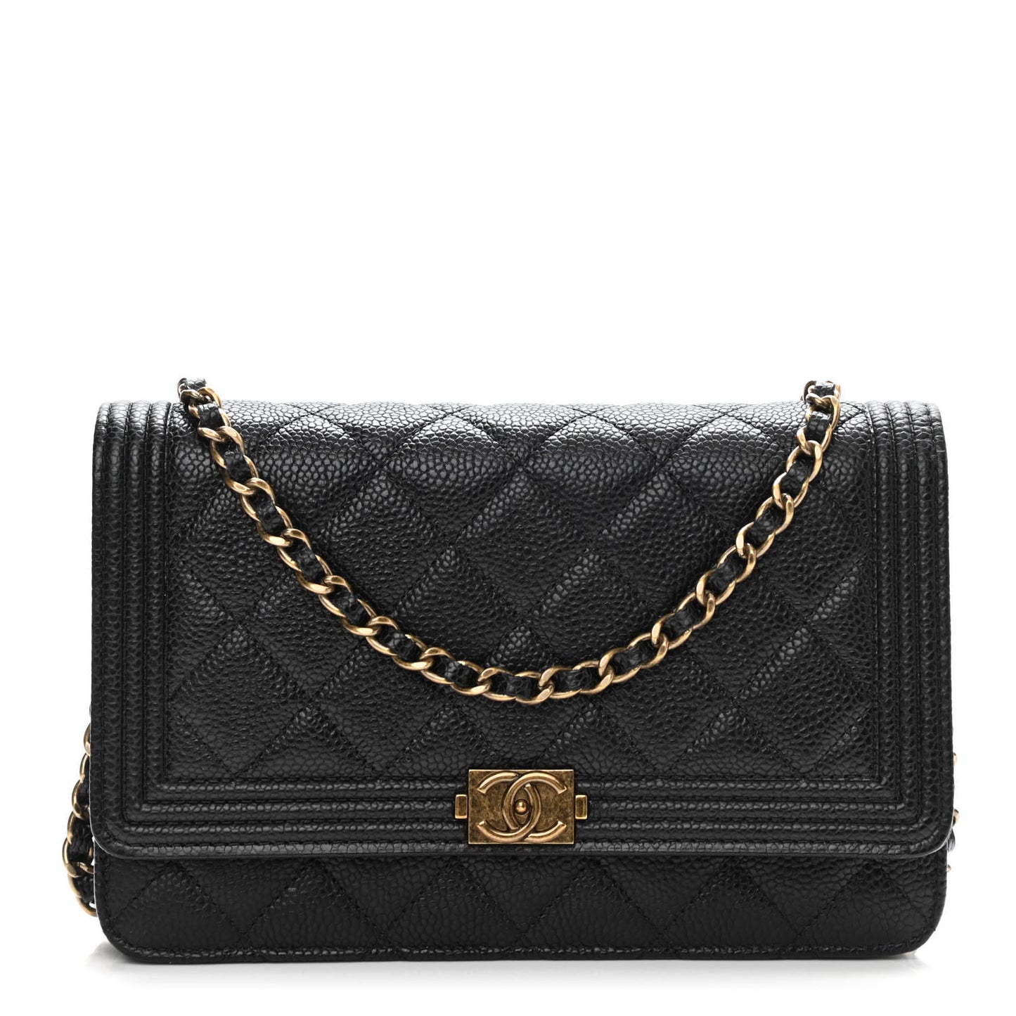 Caviar Quilted Boy Wallet On Chain WOC Black