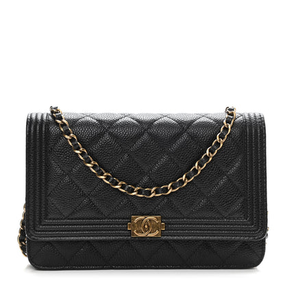 Chanel Caviar Quilted Boy Wallet On Chain WOC Black 1 of 11