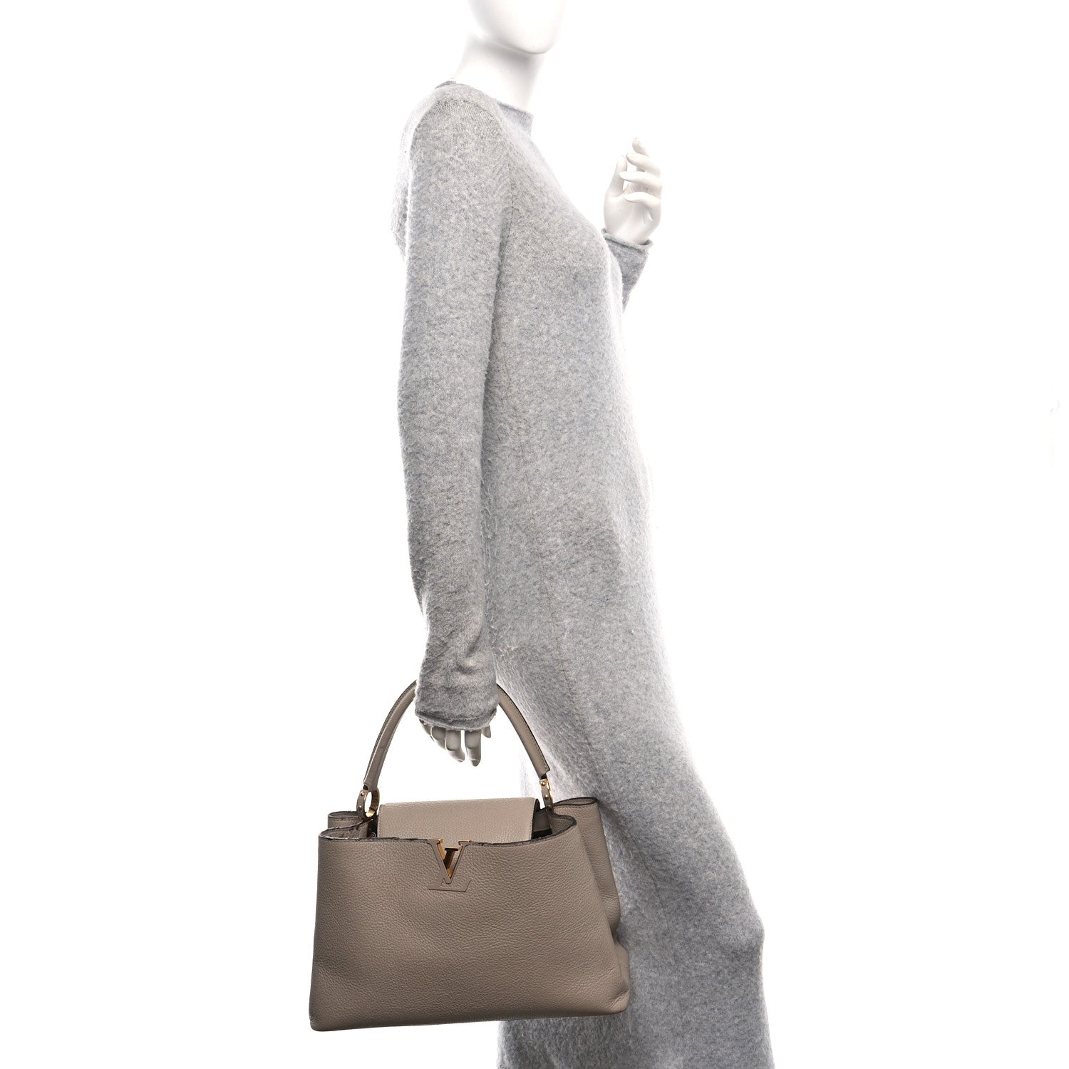 Louis Vuitton Taurillon Capucines MM Galet 2 of 12