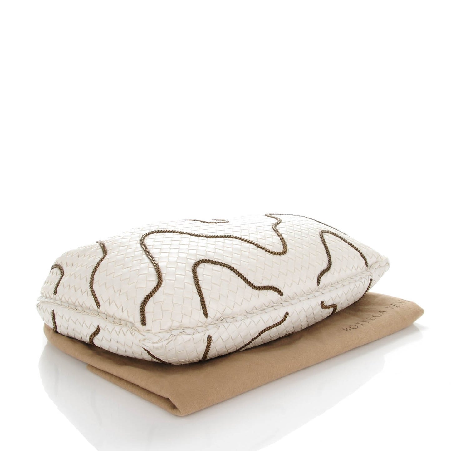 Nappa Intrecciato Medium Veneta Chain Hobo White