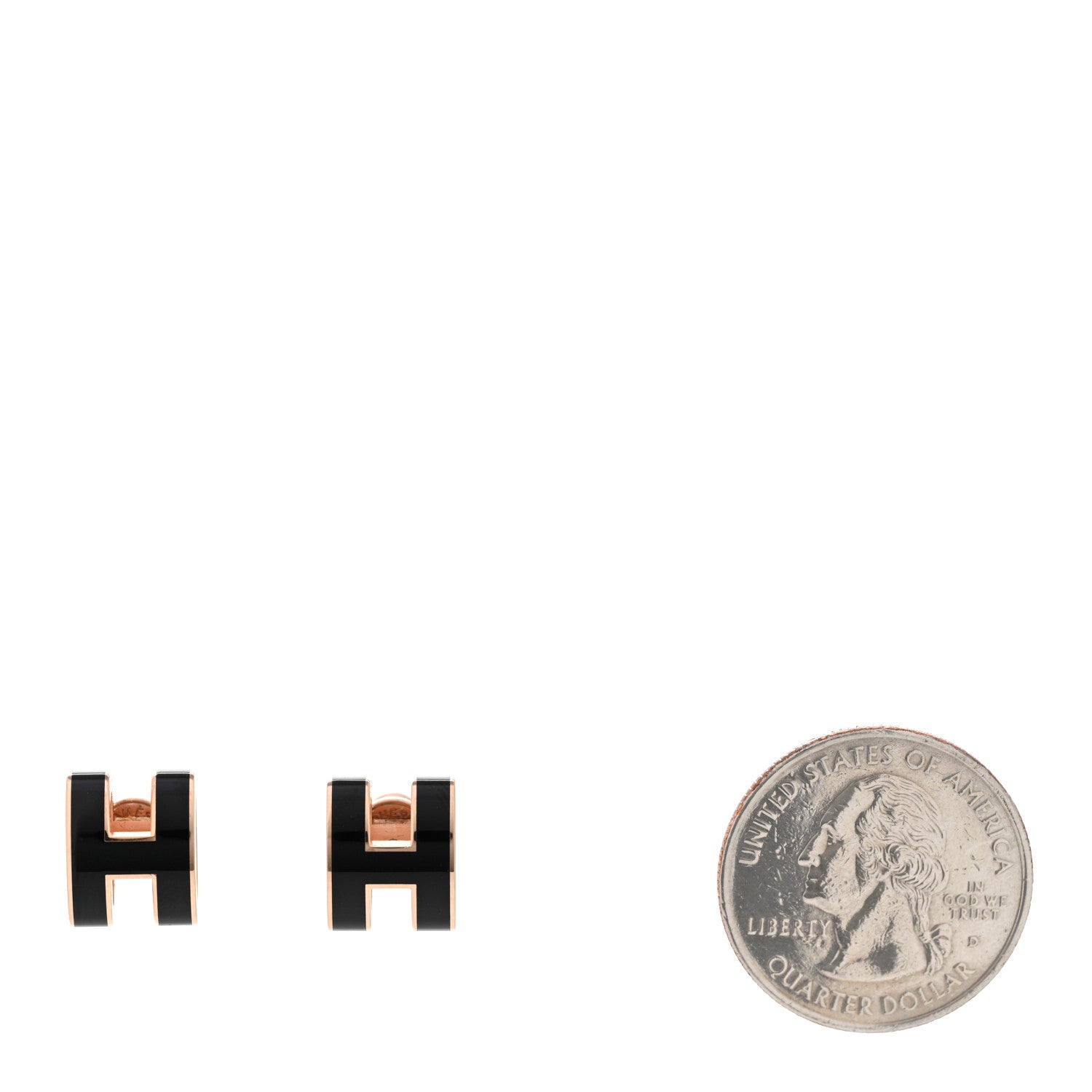 Hermes Rose Gold Lacquered Mini Pop H Earrings Black 2 of 8