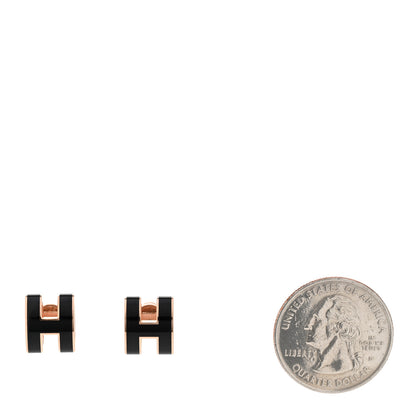 Hermes Rose Gold Lacquered Mini Pop H Earrings Black 2 of 8