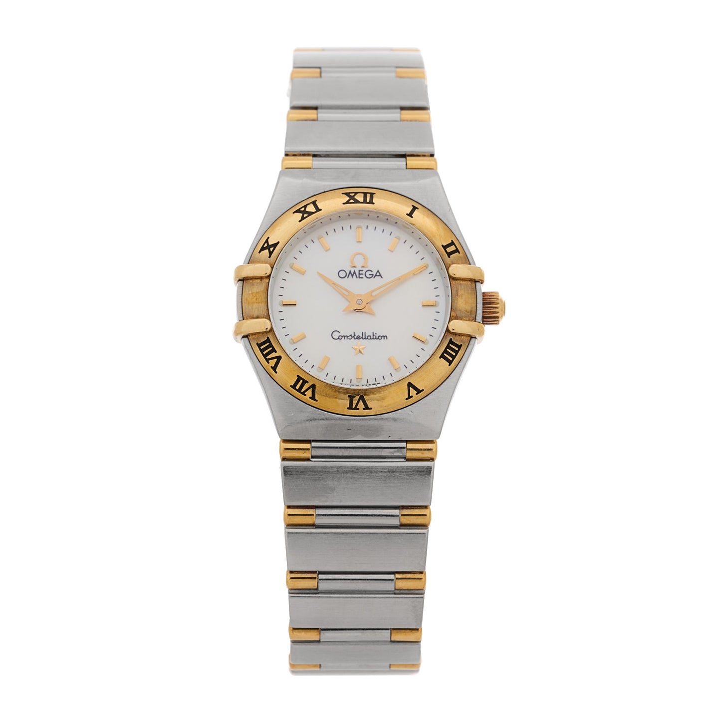 Stainless Steel 18K Yellow Gold 22mm Constellation Quartz Watch White 1362.30