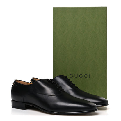 Gucci New Waxed Calfskin Mens Oxfords 11 Black 11 of 11