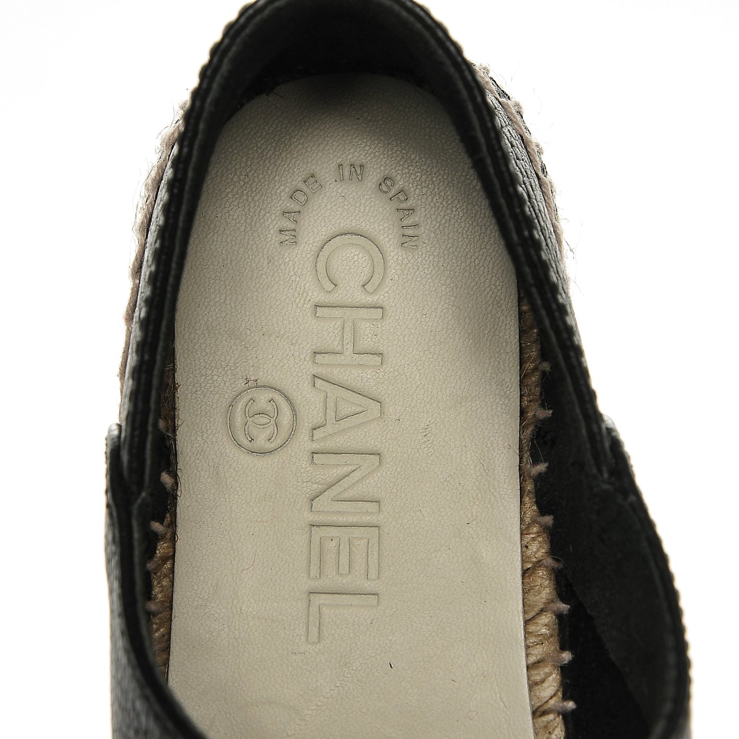 Grained Calfskin CC Espadrilles 35 Black