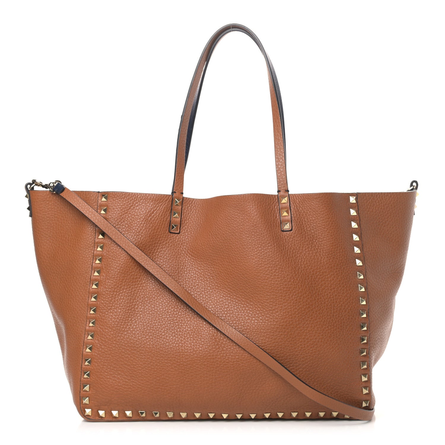 Valentino Garavani Pebbled Calfskin Medium Rockstud Reversible Tote Light Cuir Marine 1 of 13