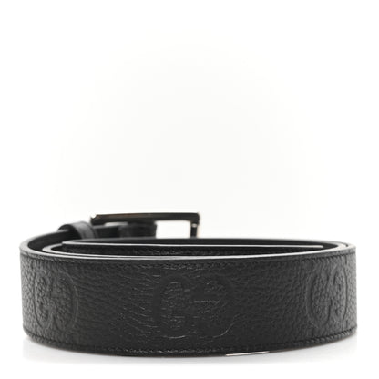 Gucci Piuma Calfskin Jumbo GG Embossed 35mm Belt 95 38 Black 2 of 4