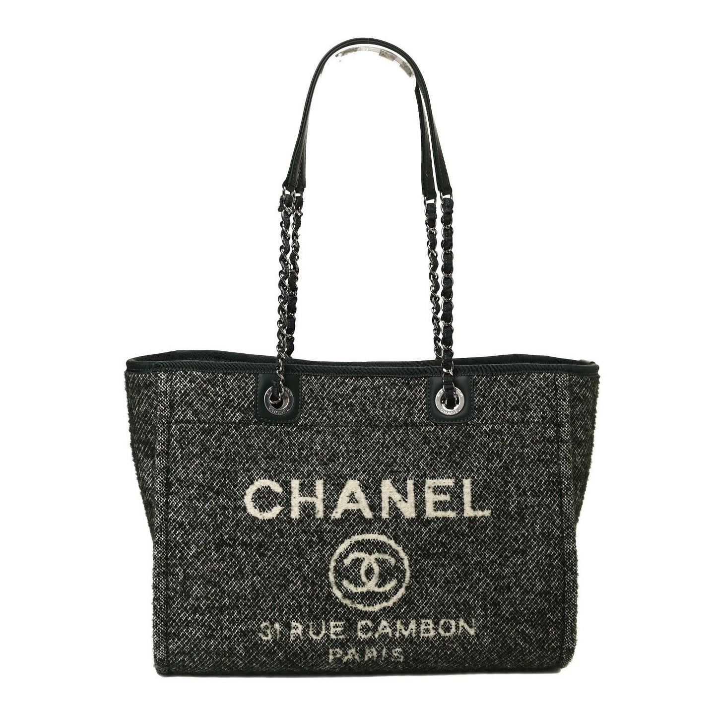 Mixed Fibers Calfskin Small Deauville Tote Green