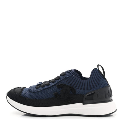 Chanel Fabric Logo Sneakers 36 Navy Black 2 of 14