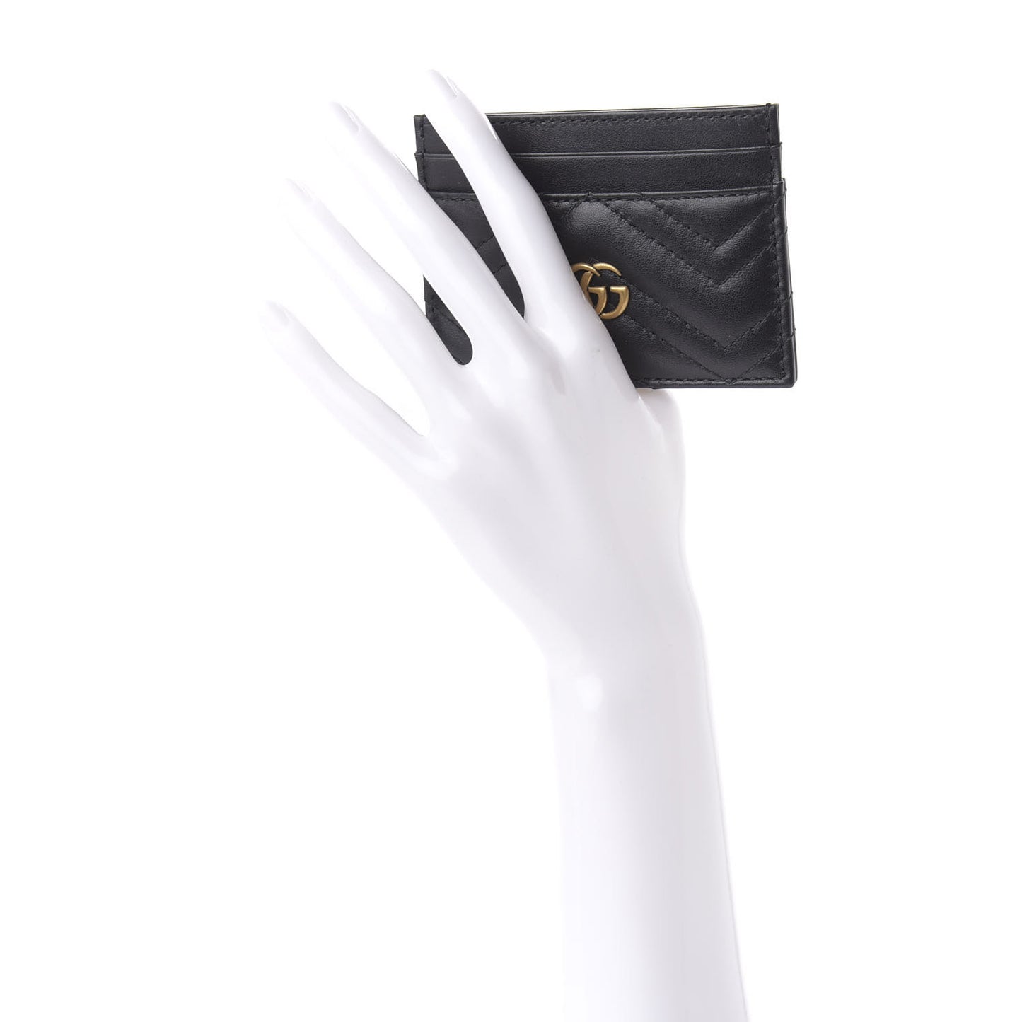 Calfskin Matelasse GG Marmont Card Holder Black