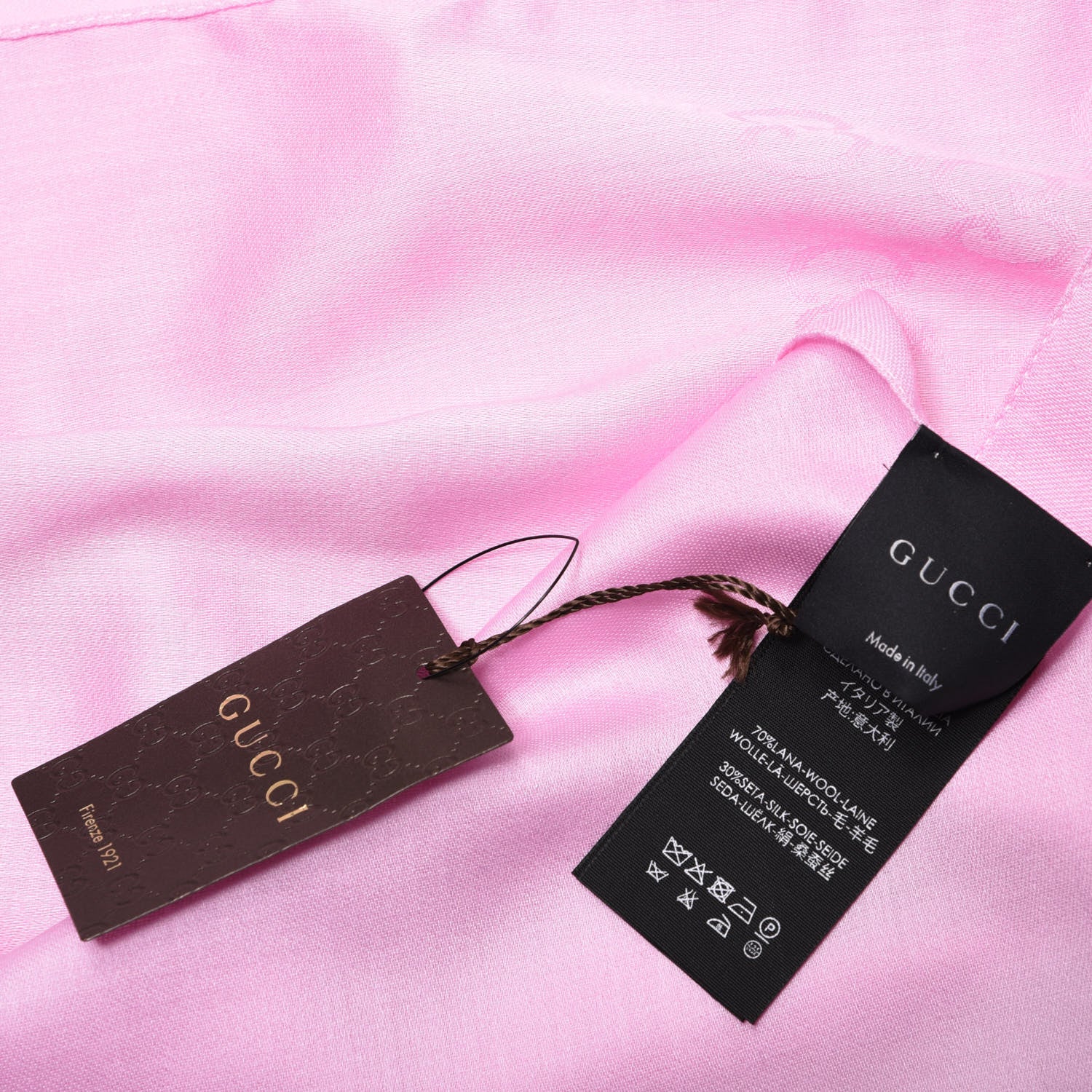 Gucci Wool Silk GG Monogram GGNat Scarf Rose 4 of 4