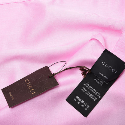 Gucci Wool Silk GG Monogram GGNat Scarf Rose 4 of 4