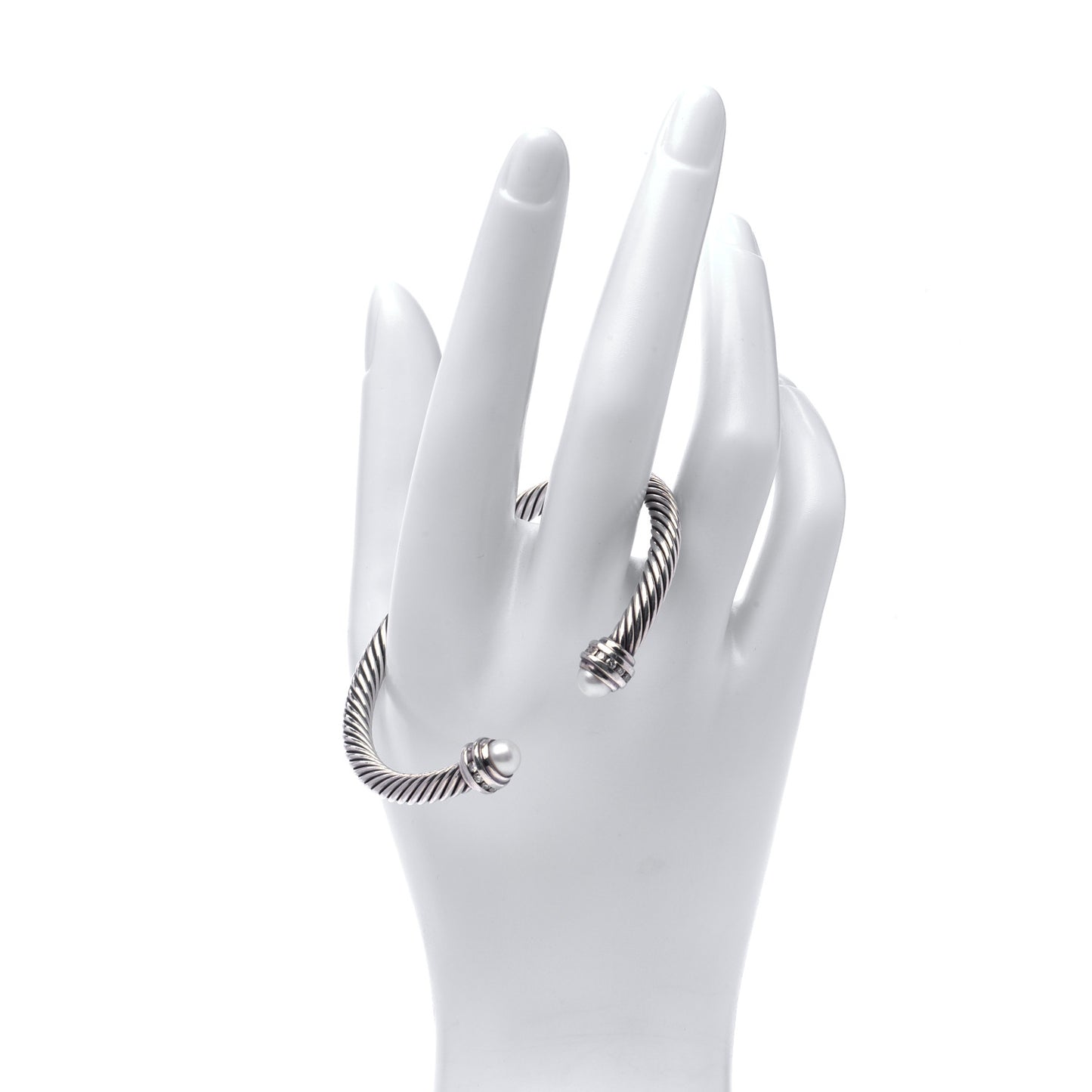 Sterling Silver Diamond Pearl 5mm Cable Classics Princess Bracelet