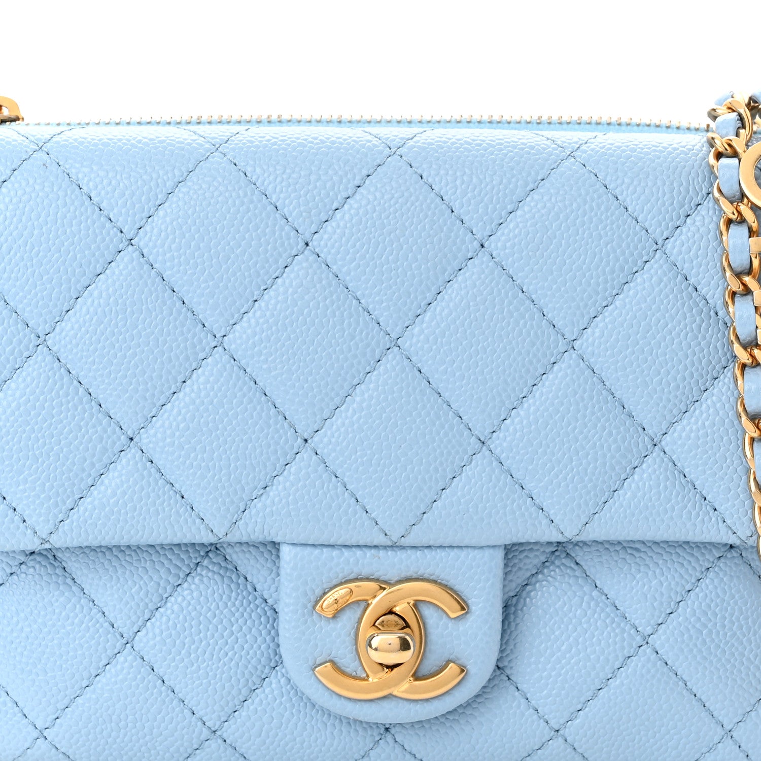 Chanel Shiny Caviar Pick Me Up Flap Belt Bag Light Blue 8 of 10