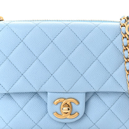 Chanel Shiny Caviar Pick Me Up Flap Belt Bag Light Blue 8 of 10