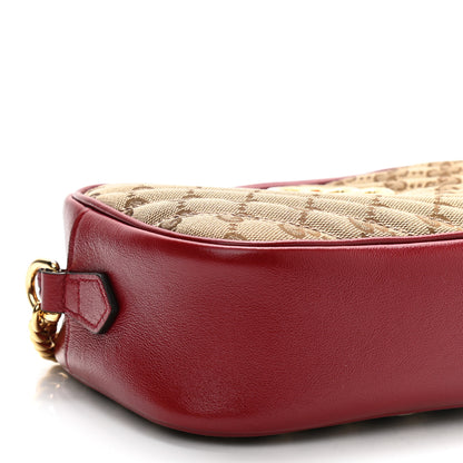 Gucci Monogram Azalea Calfskin Matelasse Diagonal Small GG Marmont Chain Shoulder Bag Beige Ebony New Cherry Red 10 of 13