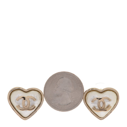 Chanel Pearl CC Heart Earrings Gold 2 of 5
