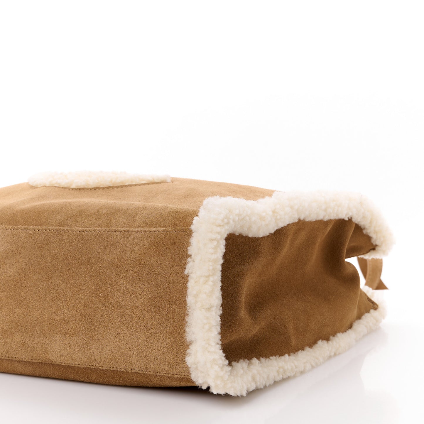 X UGG Suede Shearling Medium Shopping Bag Chestnut