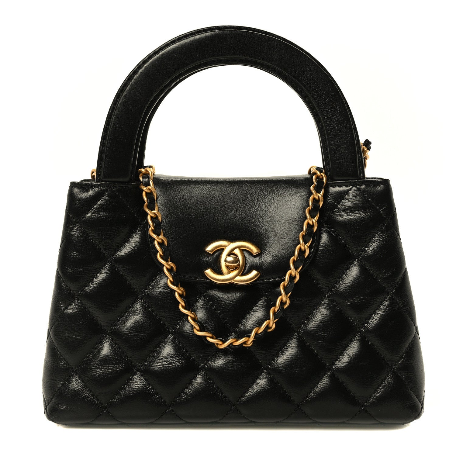 Chanel Shiny Aged Calfskin Quilted Nano Kelly Shopper Black 1 of 11