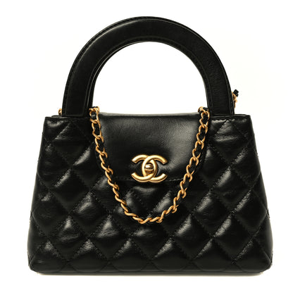 Chanel Shiny Aged Calfskin Quilted Nano Kelly Shopper Black 1 of 11