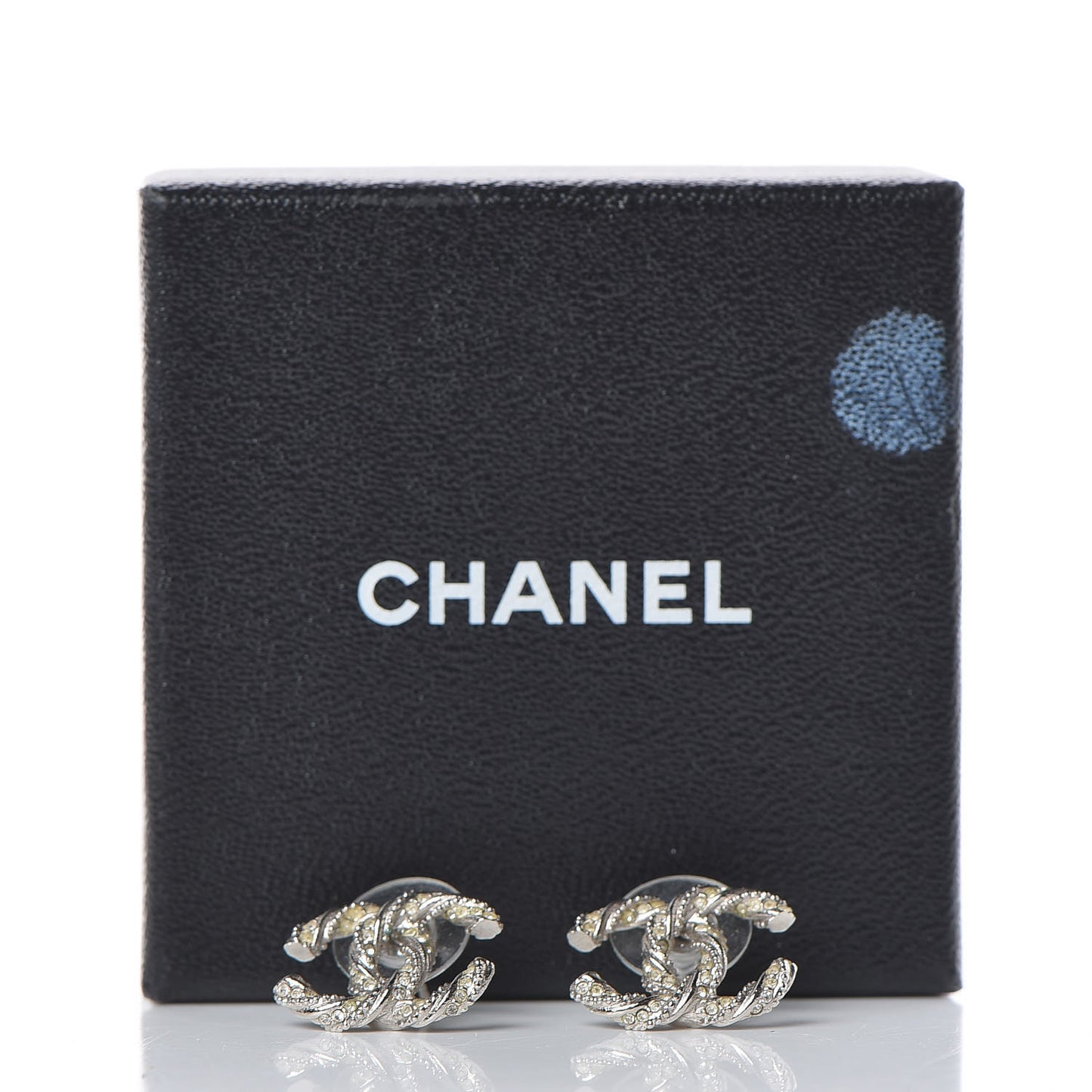 Crystal Twisted CC Earrings Silver