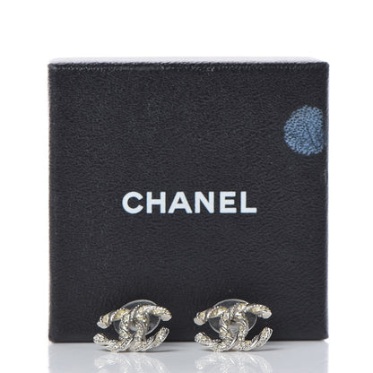 Chanel Crystal Twisted CC Earrings Silver 5 of 5