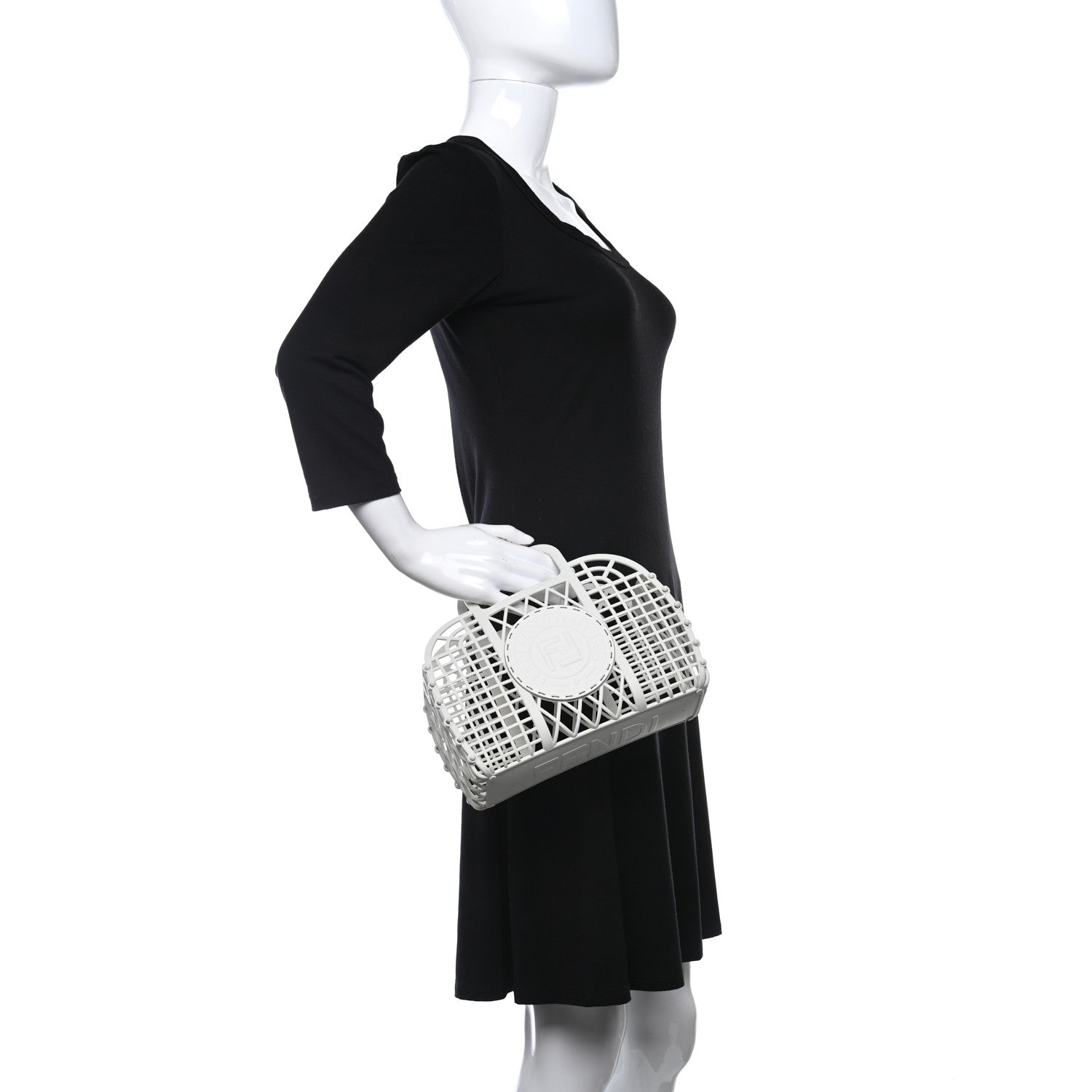 Fendi Recycled Plastic Vitello Liberty Matte Small Fendi Basket White Ice 3 of 9