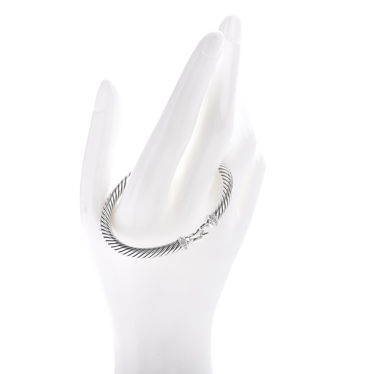 Sterling Silver Diamond 5mm Cable Buckle Bracelet