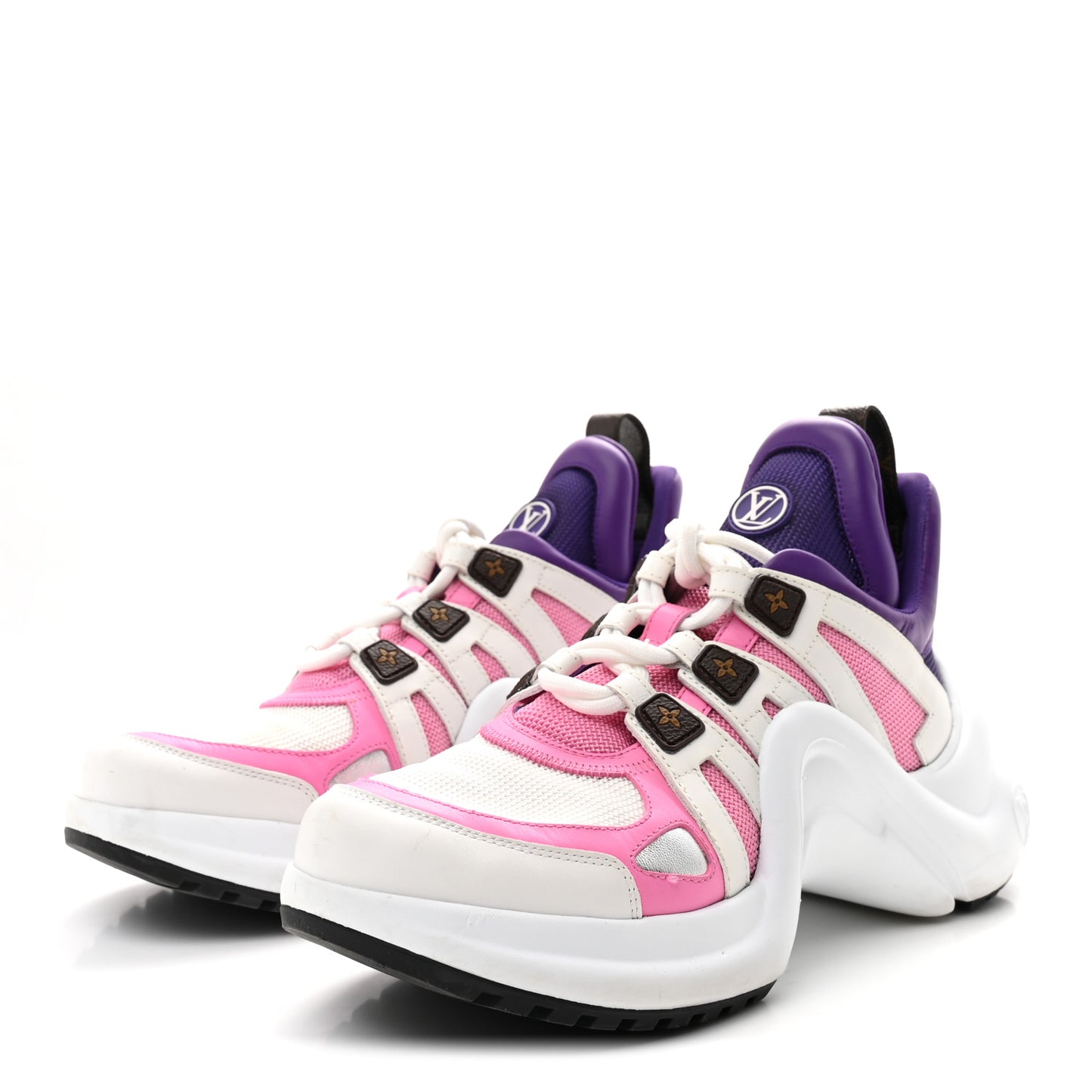 Calfskin Technical Nylon LV Archlight Sneakers 38 White Pink Purple