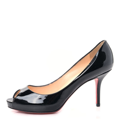 Christian Louboutin Patent Calfskin Mater Claude 85 Peep Toe Pumps 37.5 Black 1 of 8