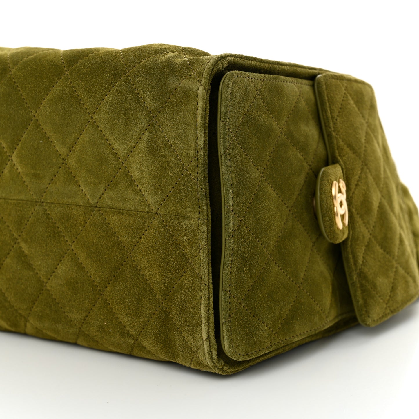 Suede Quilted Medium Chanel 25 Handbag Khaki