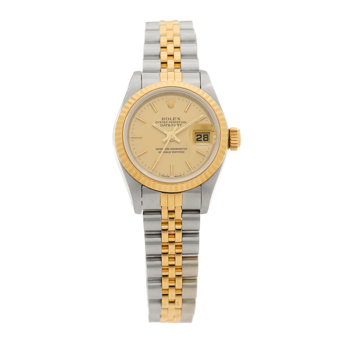 Stainless Steel 18K Yellow Gold 26mm Oyster Perpetual Datejust Watch Champagne 69173