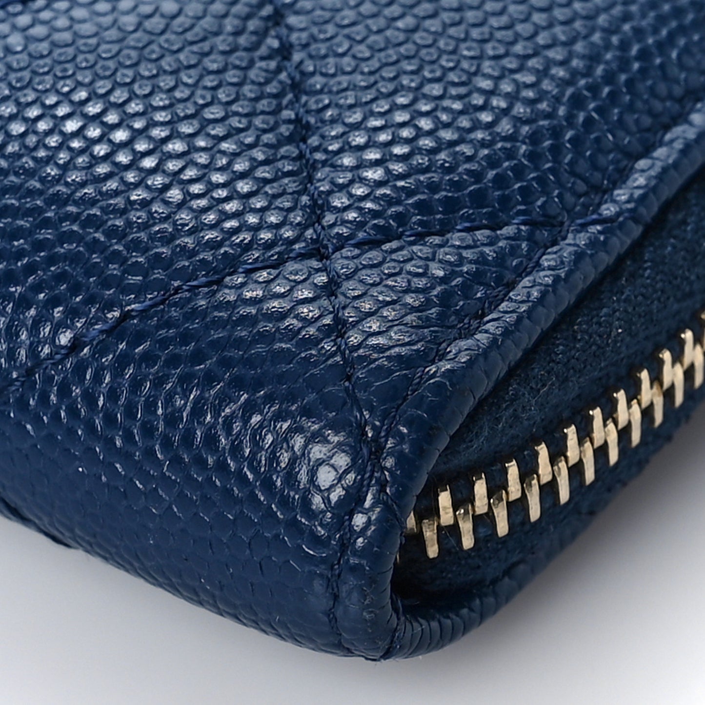 Caviar Quilted Key Holder Case Navy