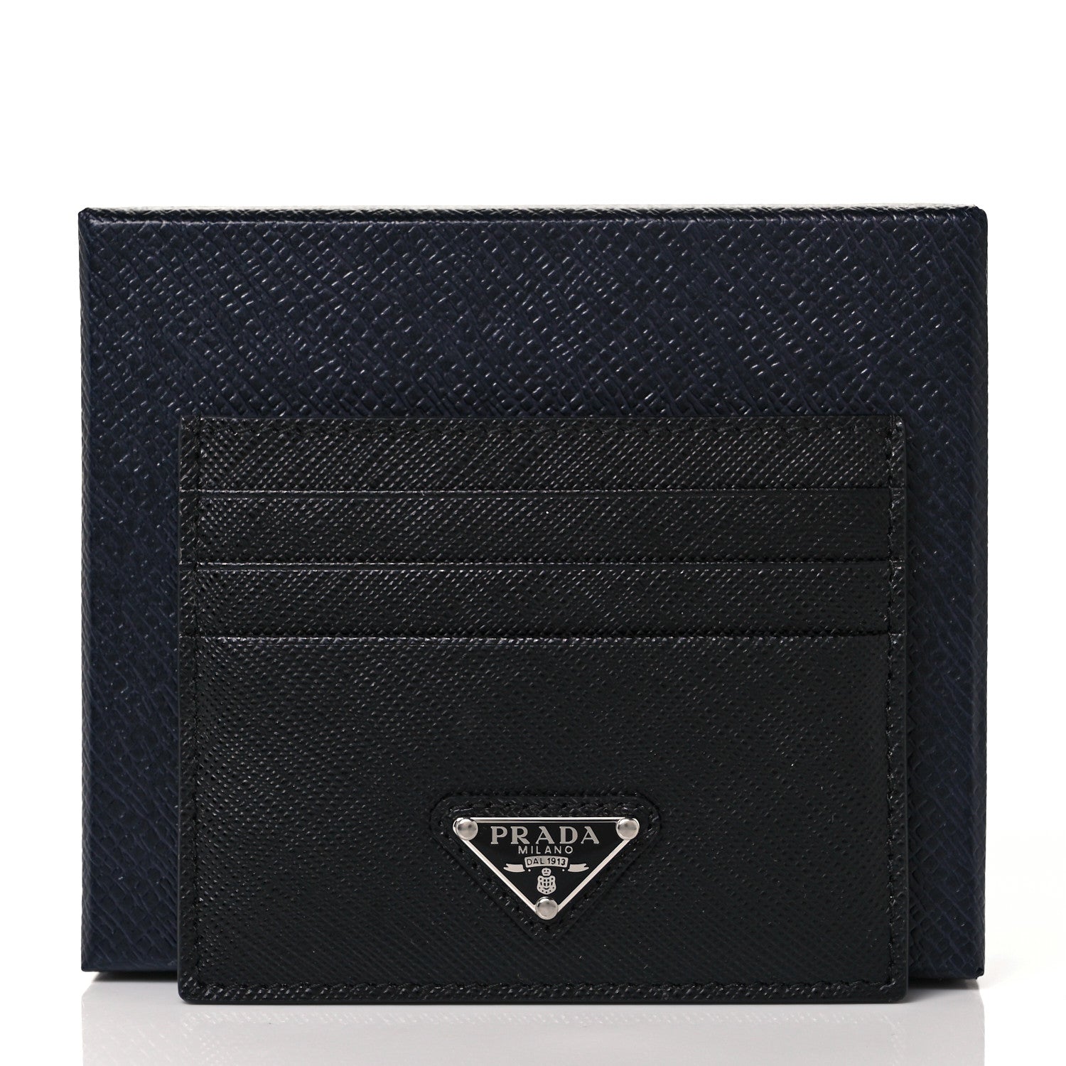 Prada Saffiano Triangle Card Case Black 9 of 9