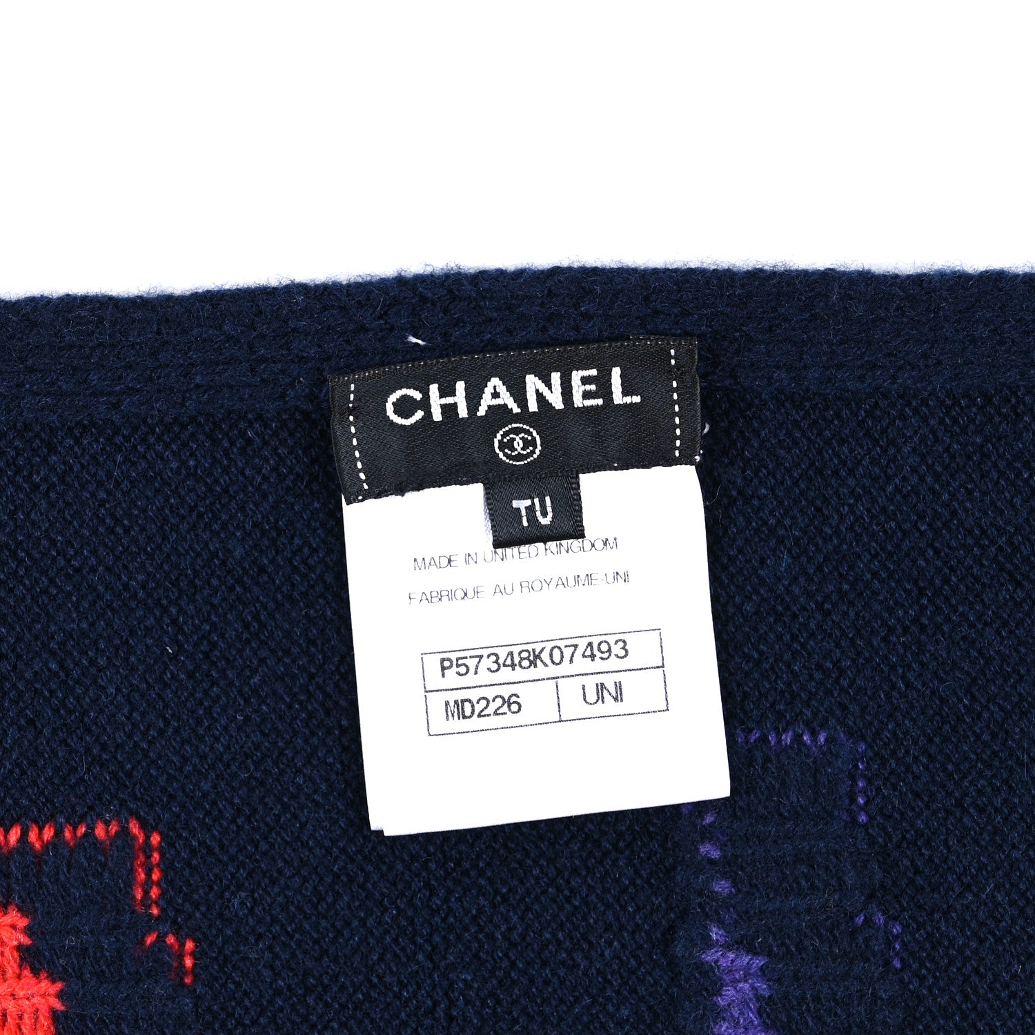 Chanel Cashmere Gabrielle Coco Scarf Navy Multicolor 5 of 5