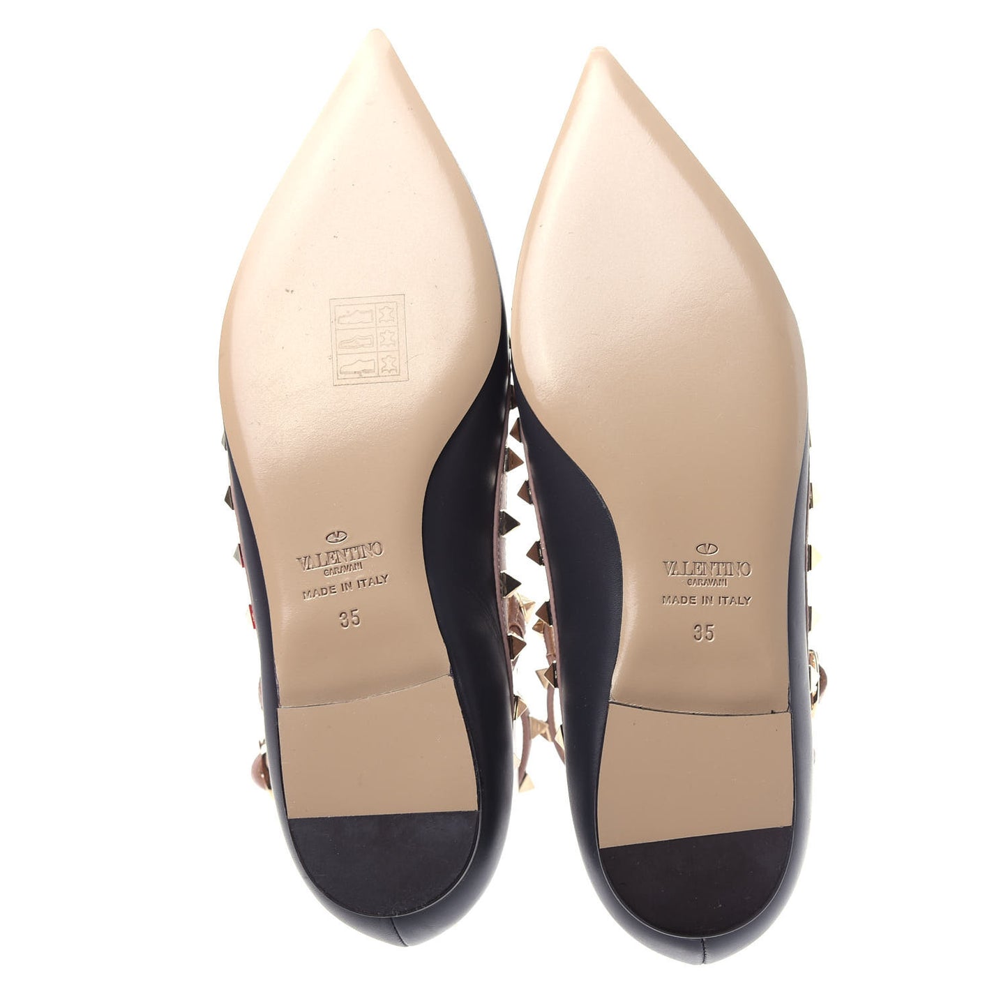 Nappa Rockstud Cage Ballerina Flats 35 Black Poudre
