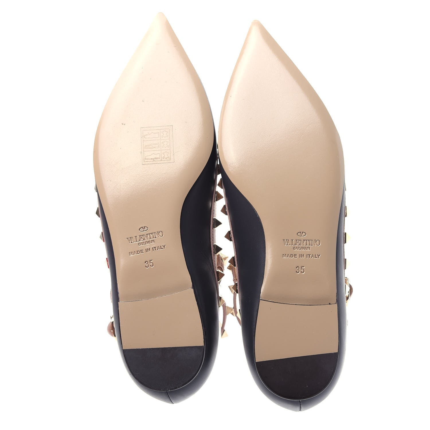 Valentino Garavani Nappa Rockstud Cage Ballerina Flats 35 Black Poudre 6 of 11