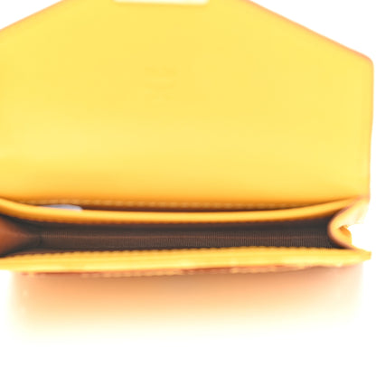 MCM Calfskin Crocodile Embossed Flap Card Holder Golden Mango 5 of 7