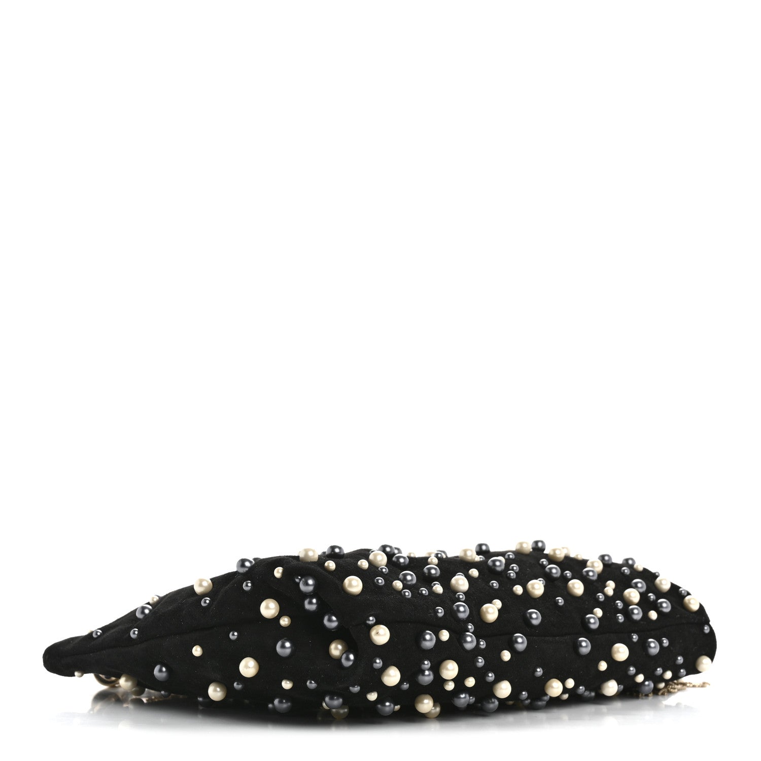 Jimmy Choo Suede Pearl Embellished Callie Tassel Clutch Bag Black 4 of 12